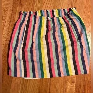 J CREW Women's Size 10 Linen-cotton Sidewalk Skirt Striped